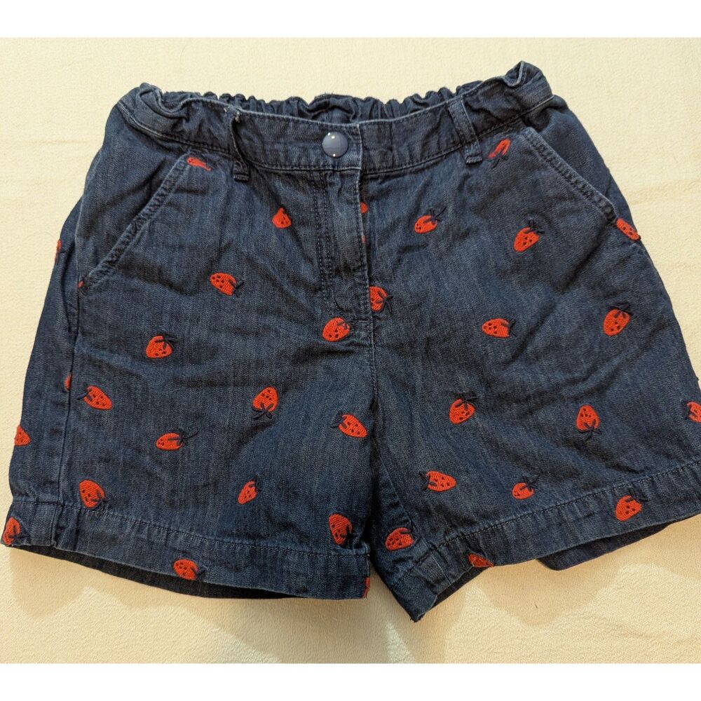 Strawberry Shorts -- Hanna Andersson Girls Chambray Embroidery Size 12